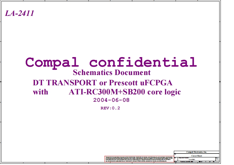 Acer-TravelMate-2200_Compal_LA-2411_Rev0.2笔记本电器原理图