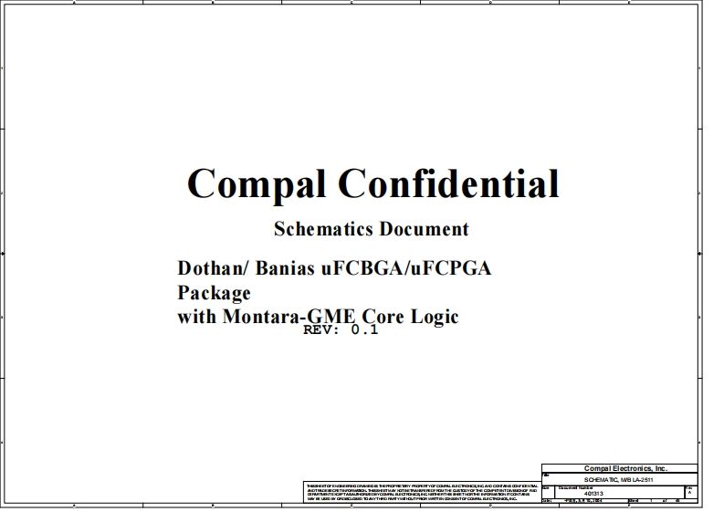 Acer-TravelMate-2350_4050_Compal_LA-2511_Rev0.1笔记本电器原理图