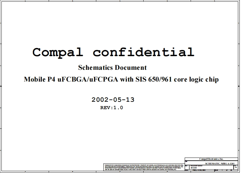 Acer-TravelMate-270_Compal_LA-1341_CY25_Rev1.0笔记本电器原理图