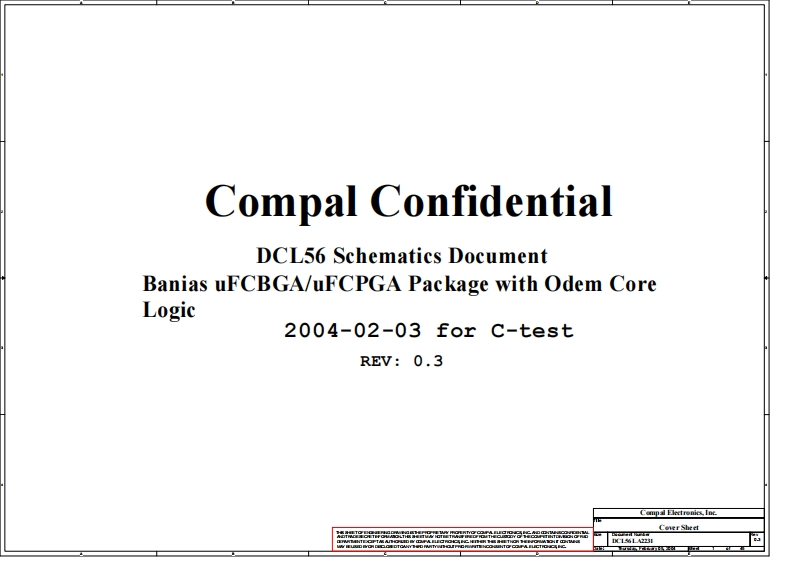 Acer-TravelMate-292_Compal_DCL56_LA-2231_Rev0.3笔记本电器原理图