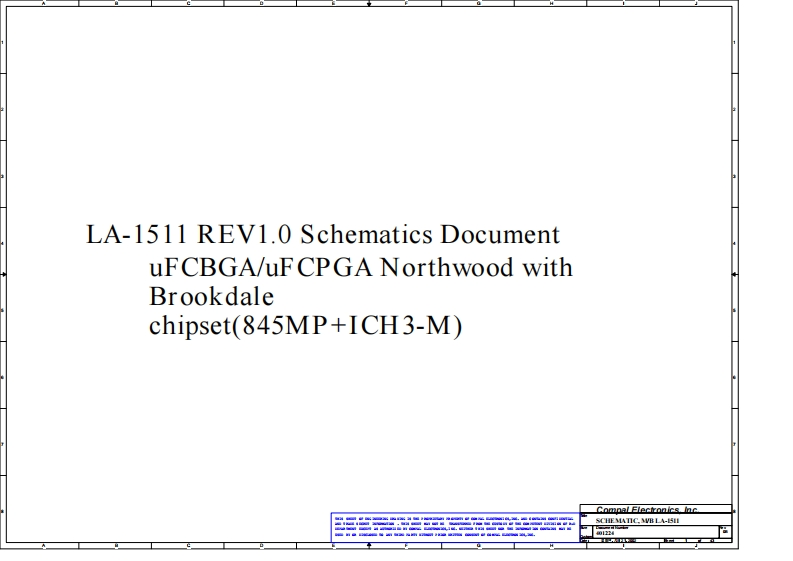 Acer-TravelMate-420_Compal_LA-1511_Rev1.0笔记本电器原理图