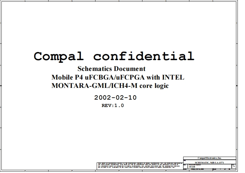 Acer-TravelMate-530_Compal_LA-1571_Rev1.0笔记本电器原理图