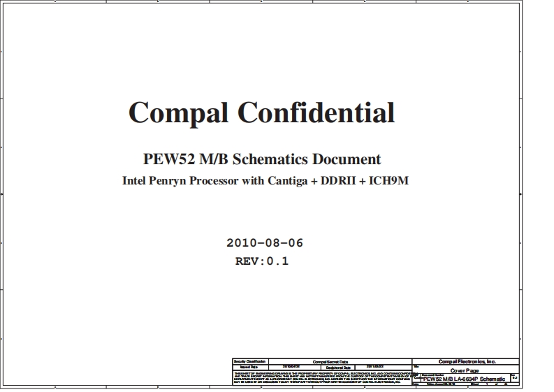Acer-TravelMate-5335_Compal_LA-6634P_PEW52_DDRII_Rev0.1笔记本电器原理图