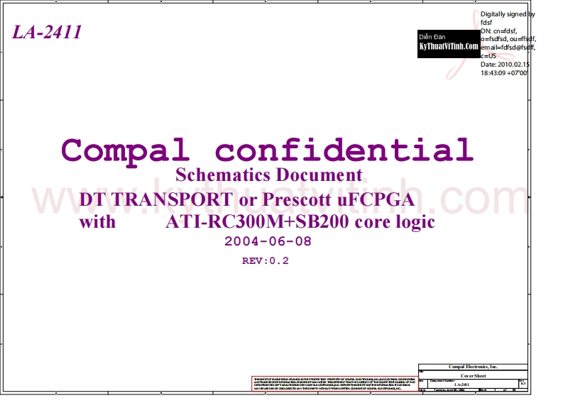Acer_Travelmate_2200_Compal_LA-2411笔记本电器原理图