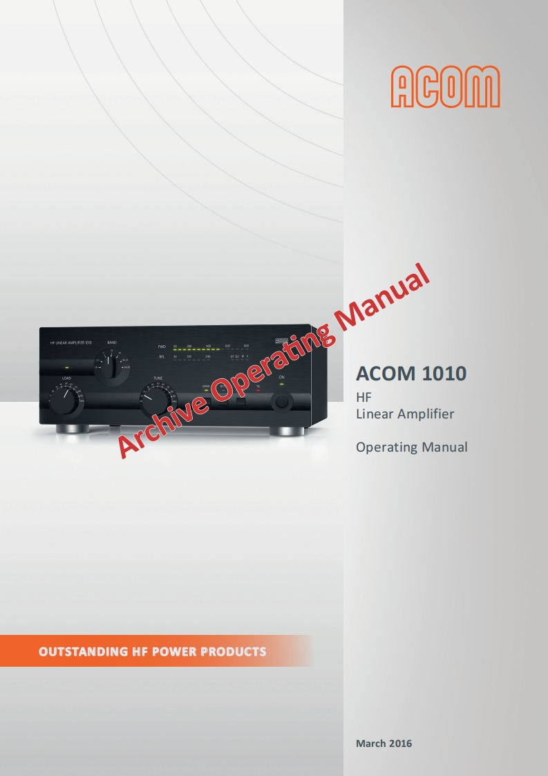 Acom-1010-Archive-User-Manual操作说明书手册-GB-03_20161