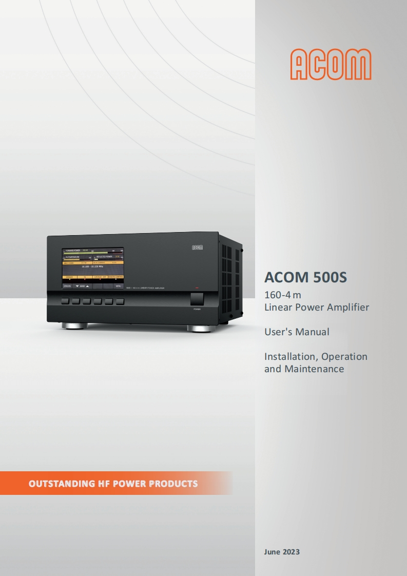 Acom-500S-User-Manual操作说明书手册-GB-06_2023