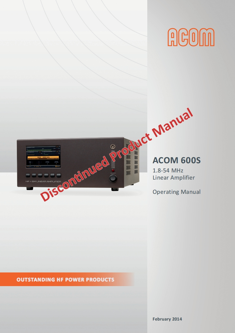 Acom-600S-Discontinued-product-Operating-Manual操作说明书手册-GB-02_2014