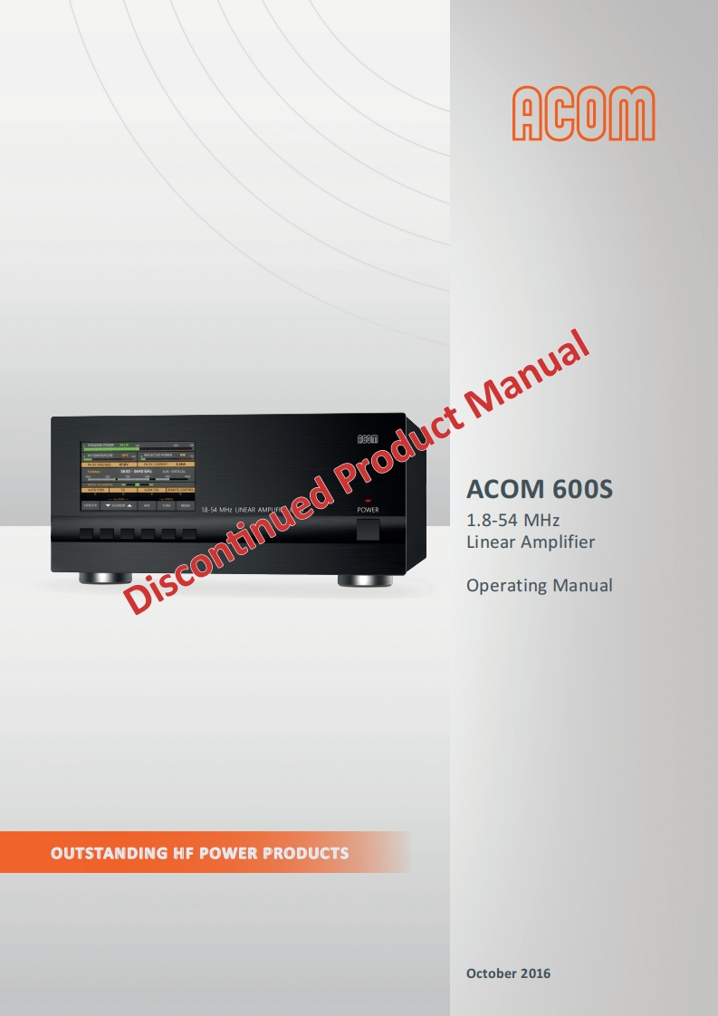 Acom-600S-Discontinued-product-Operating-Manual操作说明书手册-GB-10_2016