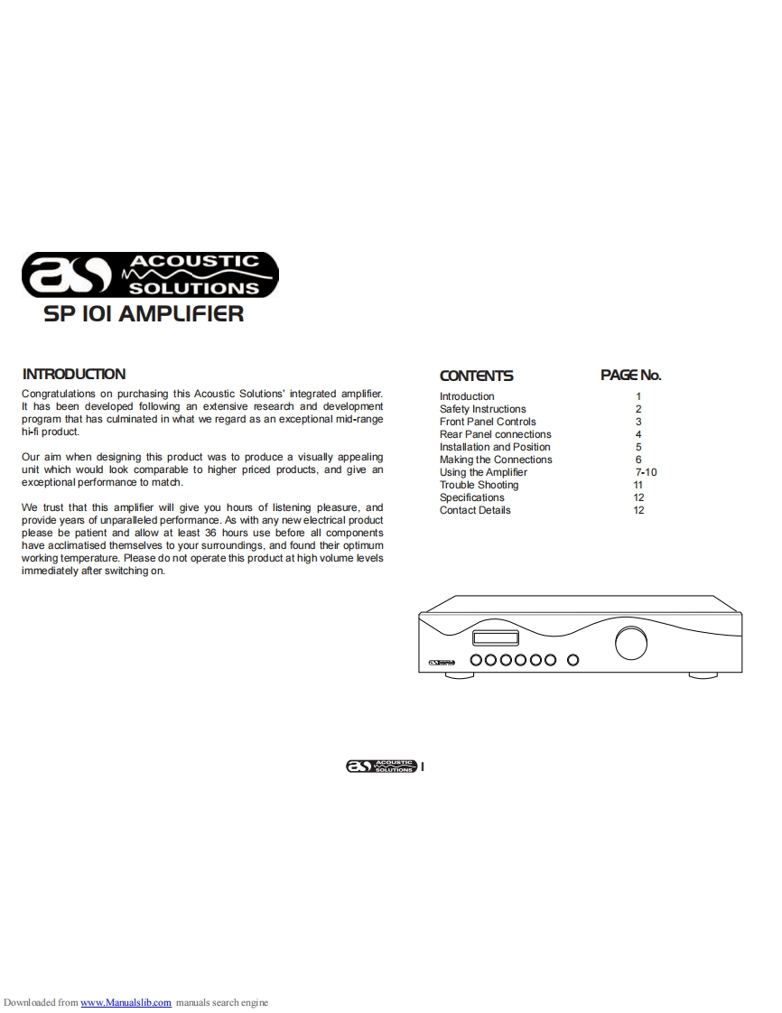 Acoustic-Solutions-SP-101-(Manual操作说明书手册)