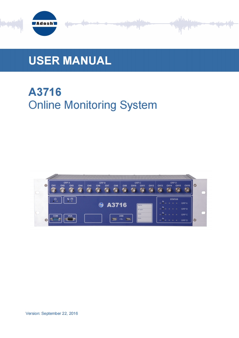 Adash-A3716-调试手册说明书指南