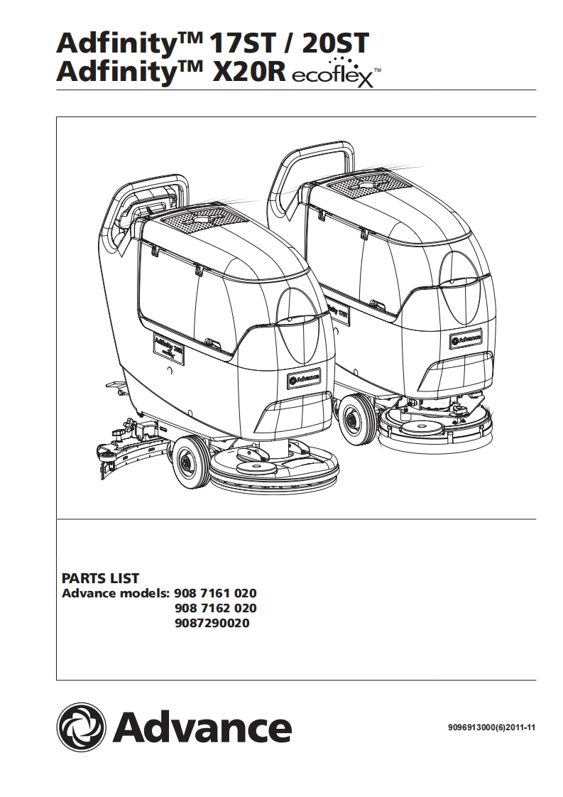Advance-Adfinity-17-and-20-维修零部件手册