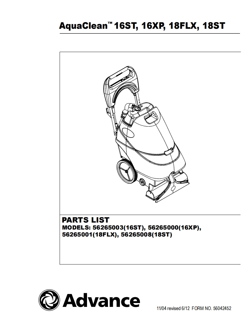Advance-Aquaclean-ST-维修零部件手册