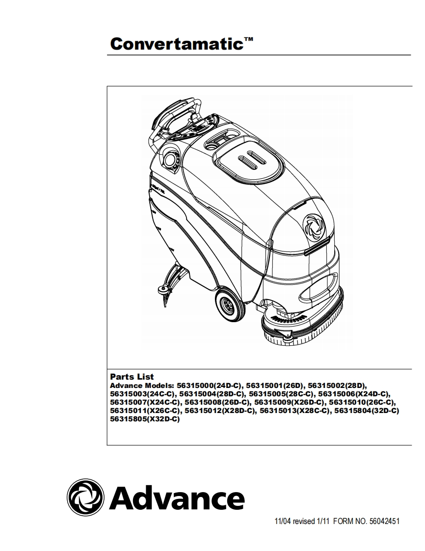 Advance-Convertamatic-26-维修零部件手册新质力文库 - 聚焦新质生产力发展的数字化知识库_行业洞察 / 理论成果 / 实践指南免费下载新质力文库