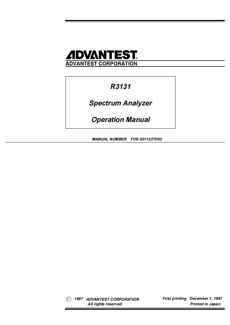 Advantest_R3131_操作说明书手册_Manual