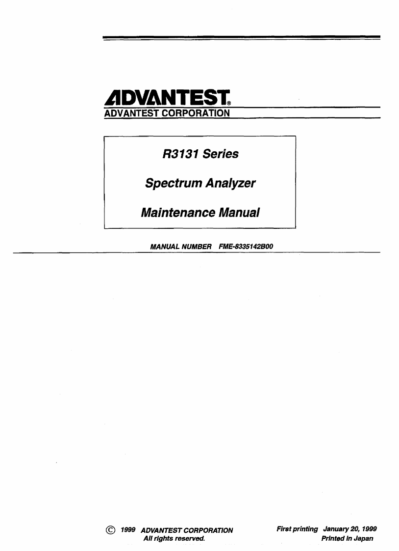 Advantest_R3131_维修参考手册_Maintenance_Manual