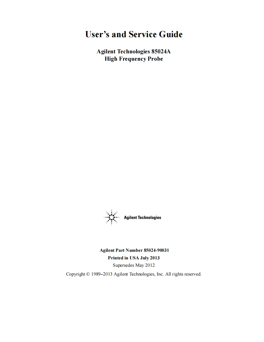Agilent-HP_85024-操作说明书手册
