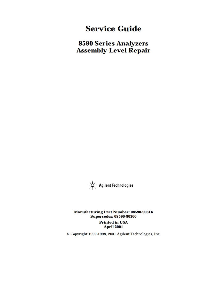 Agilent-HP_8592D-ServiceGuide维修操作说明书手册
