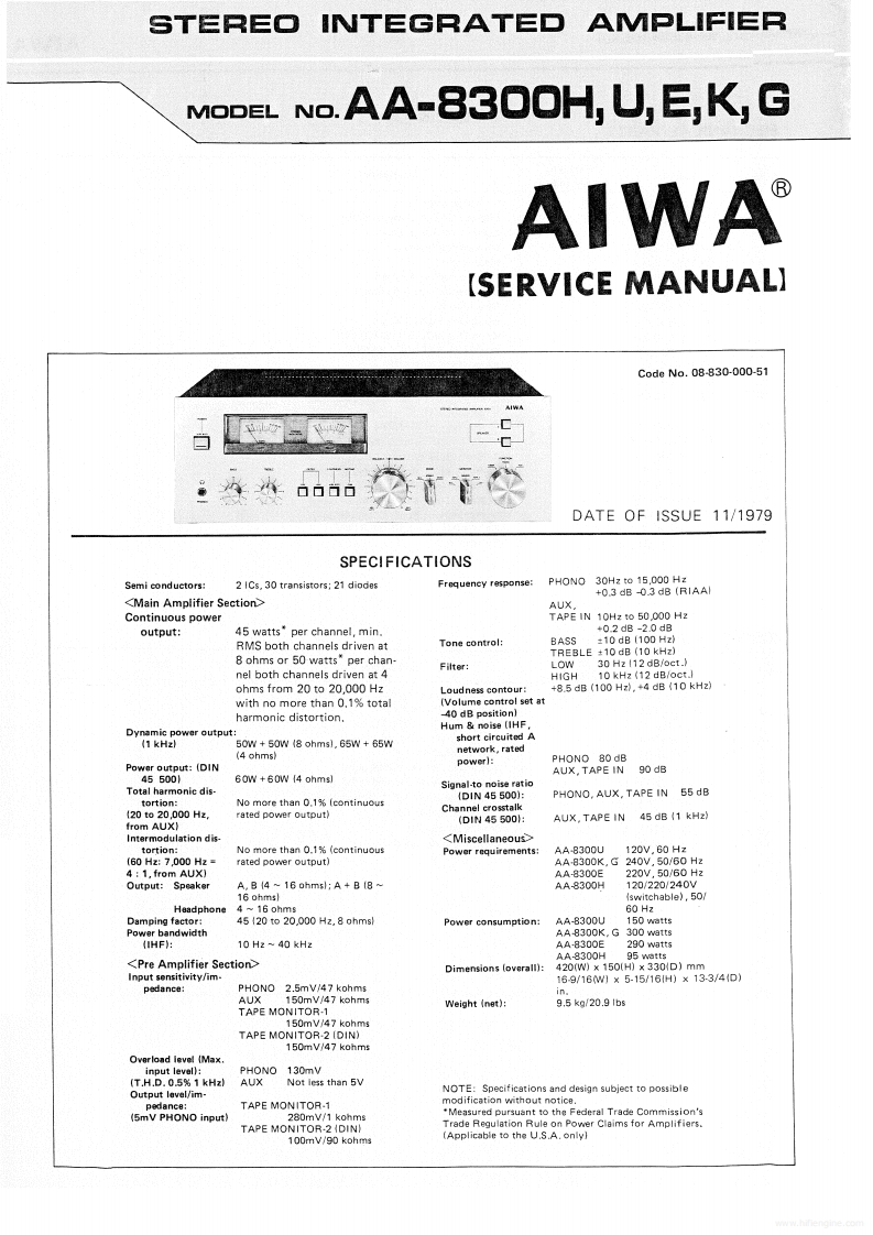 Aiwa-AA8300-int-维修说明书手册含电器原理图