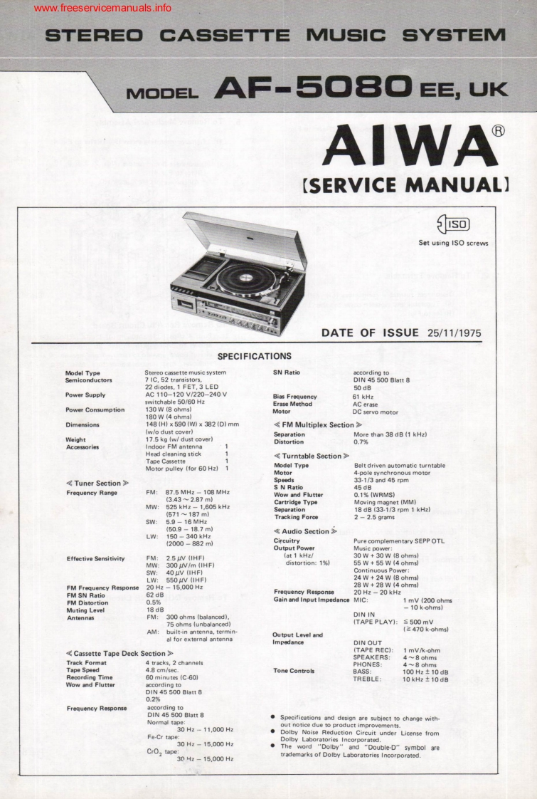 Aiwa-AF5080-mc-维修说明书手册含电器原理图