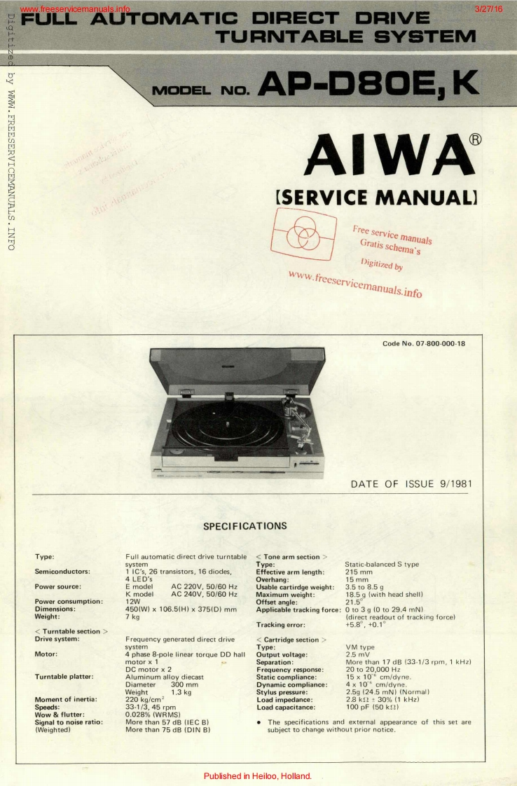 Aiwa-APD80-tt-维修说明书手册含电器原理图