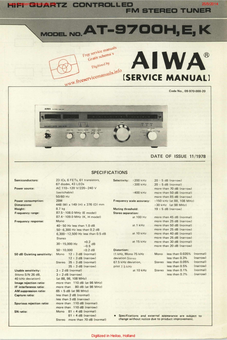 Aiwa-AT9700-tun-维修说明书手册含电器原理图