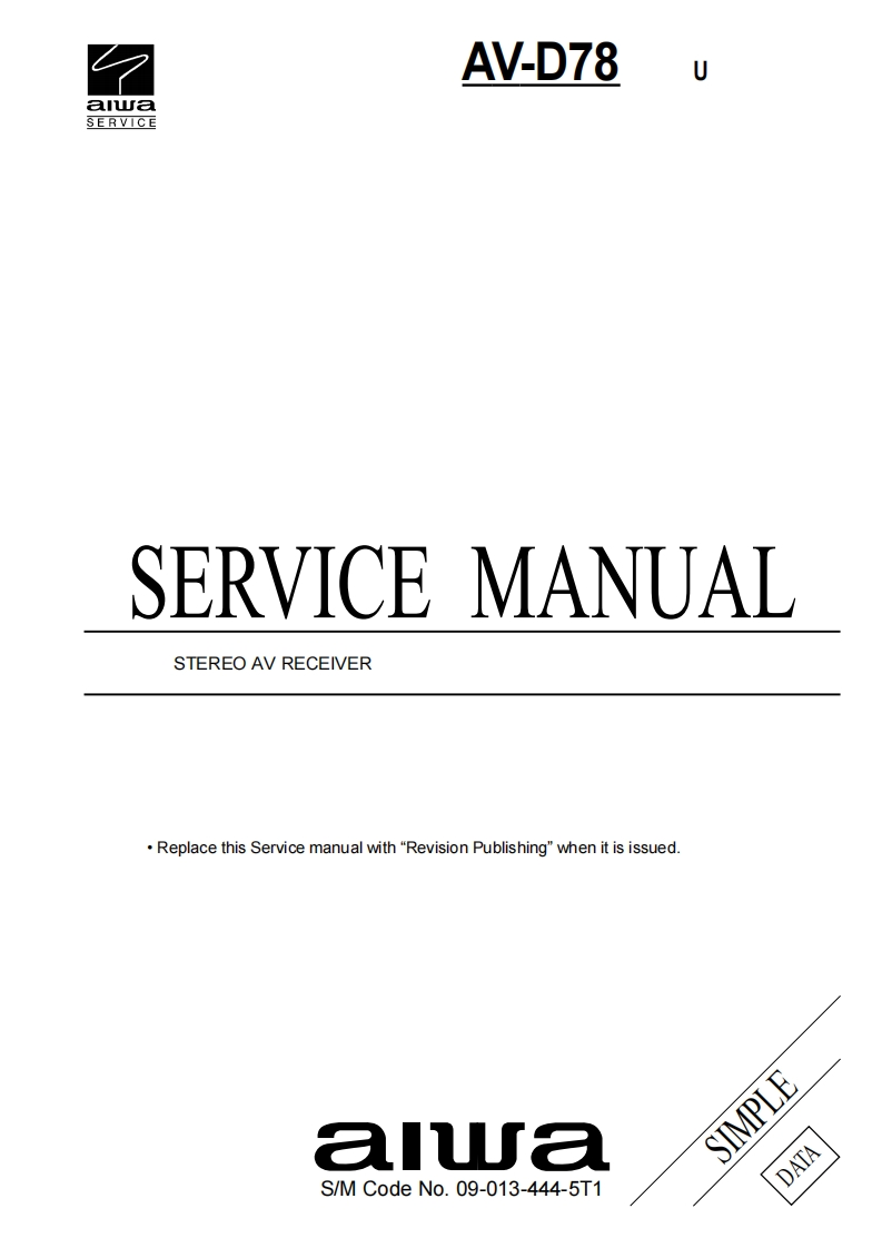 Aiwa-AVD78-avr-维修说明书手册含电器原理图