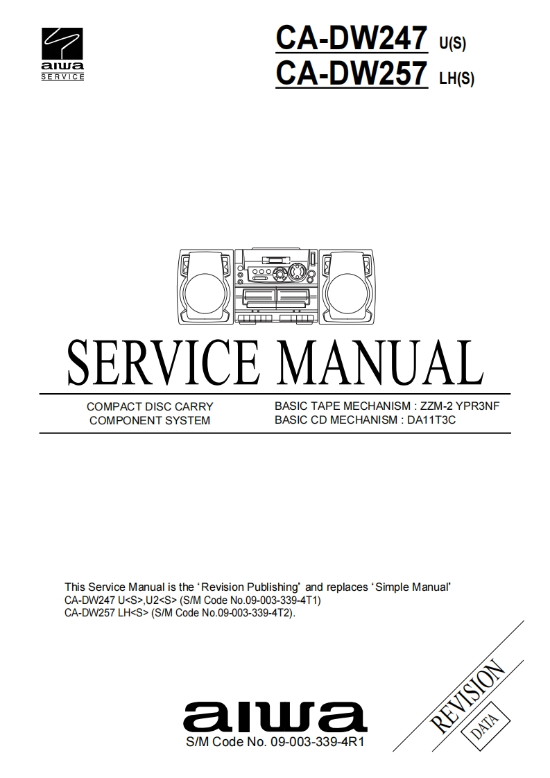 Aiwa-CADW247-pr-维修说明书手册含电器原理图