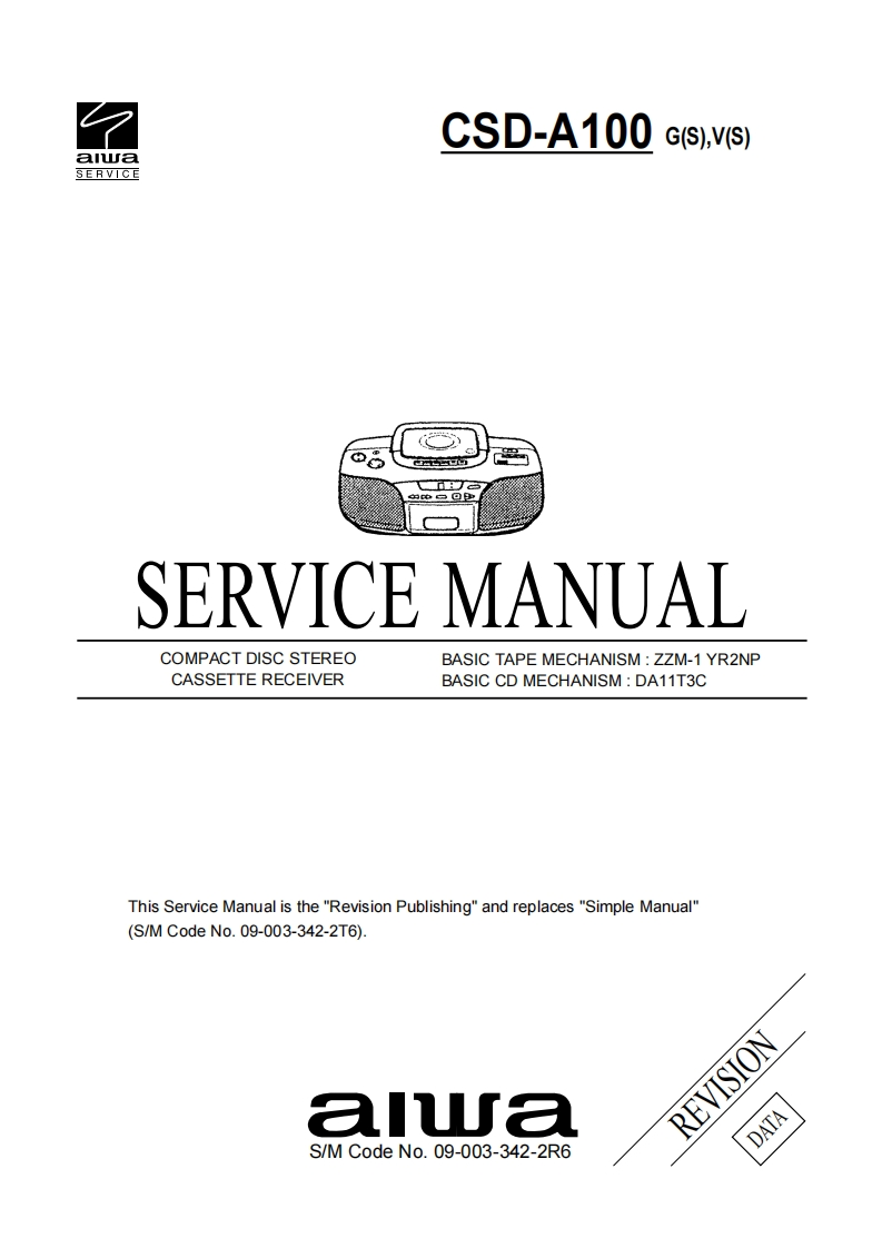 Aiwa-CSDA100-pr-维修说明书手册含电器原理图r1