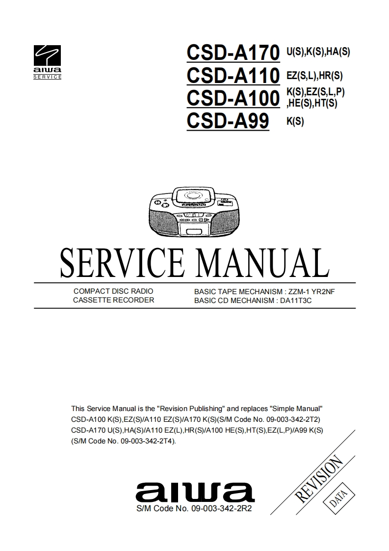 Aiwa-CSDA170-pr-维修说明书手册含电器原理图r