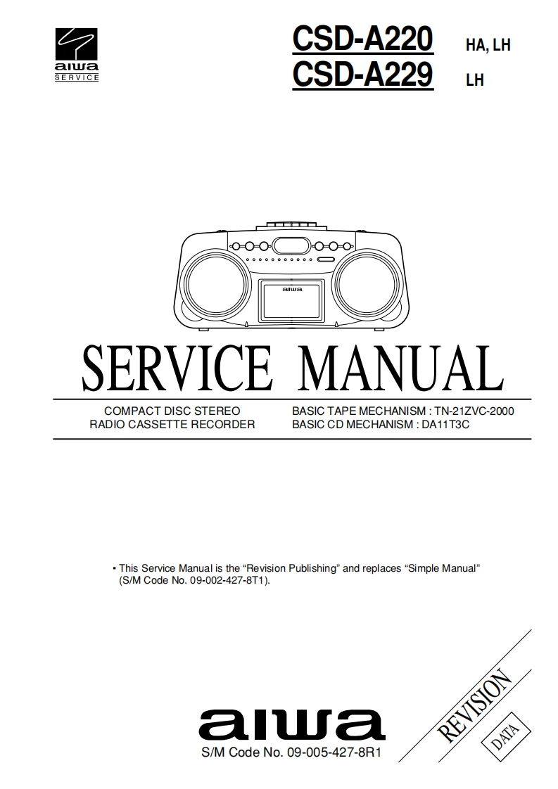 Aiwa-CSDA229-pr-维修说明书手册含电器原理图