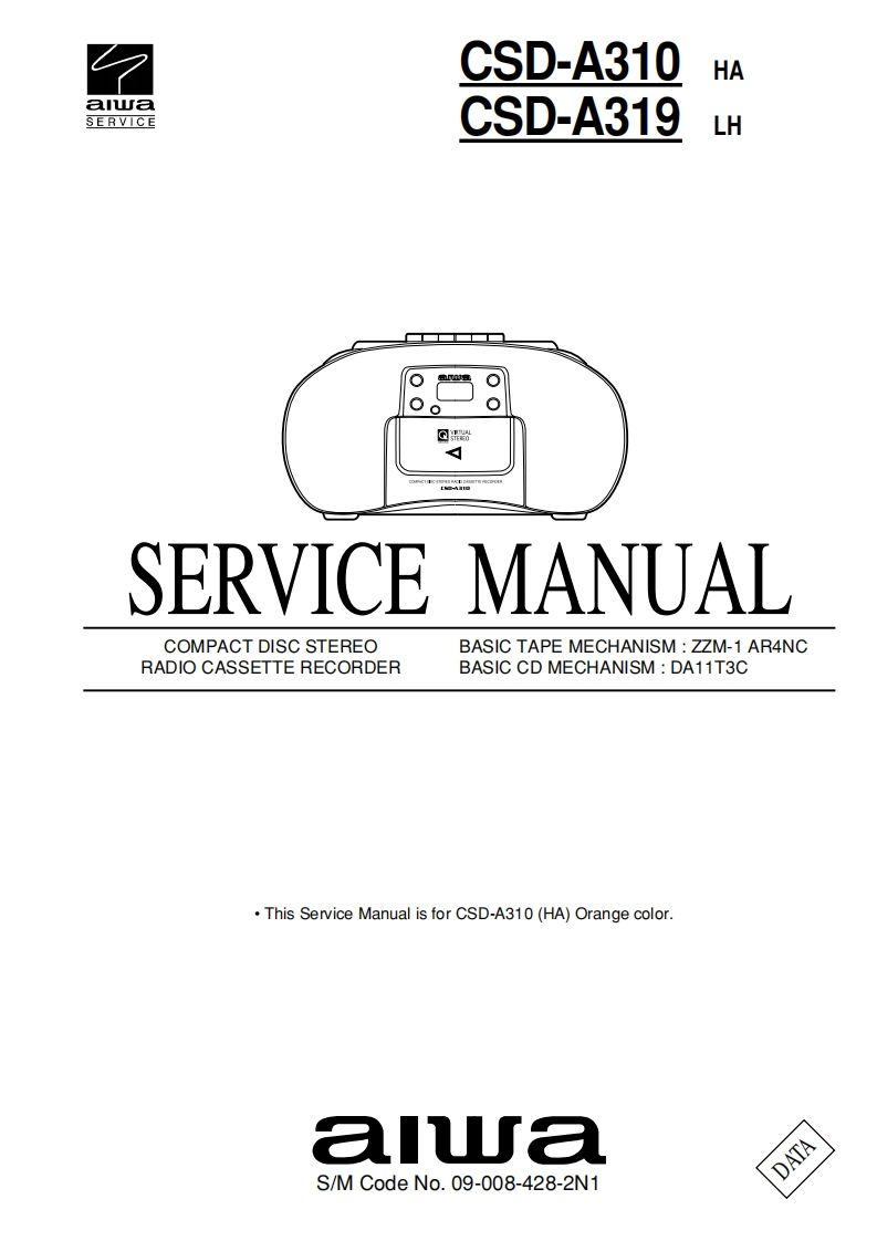 Aiwa-CSDA319-pr-维修说明书手册含电器原理图