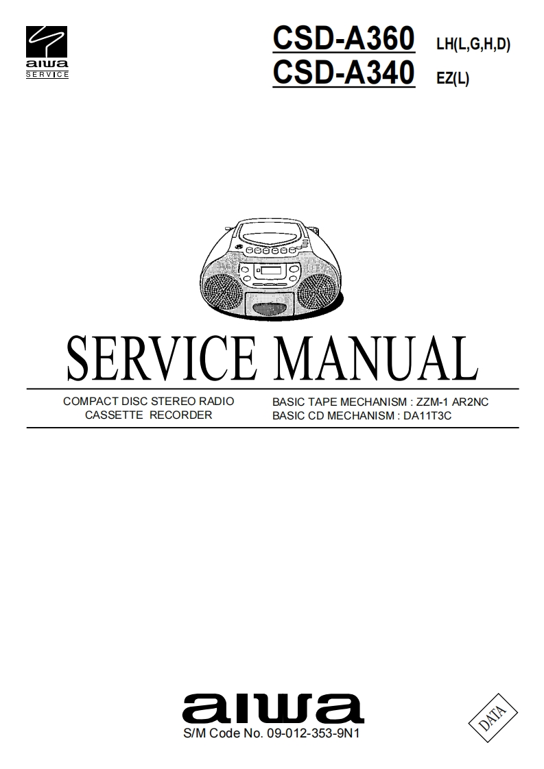 Aiwa-CSDA340-pr-维修说明书手册含电器原理图