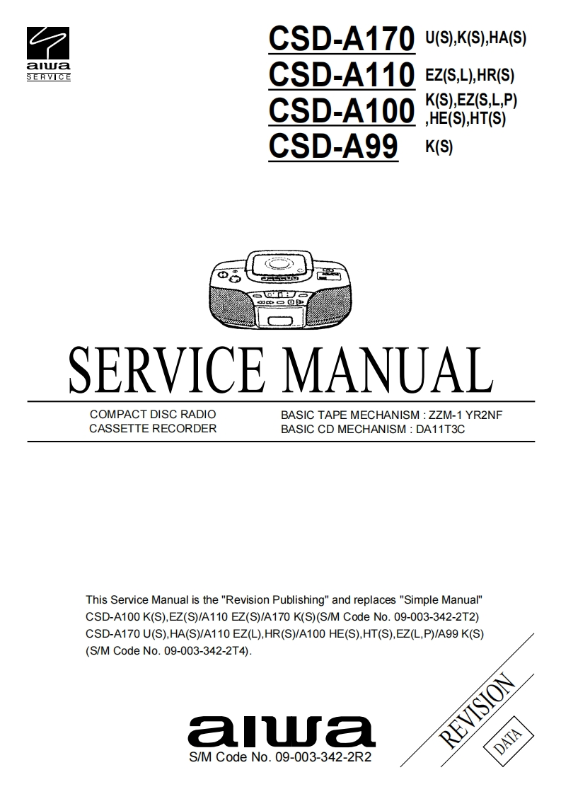 Aiwa-CSDA99-pr-维修说明书手册含电器原理图