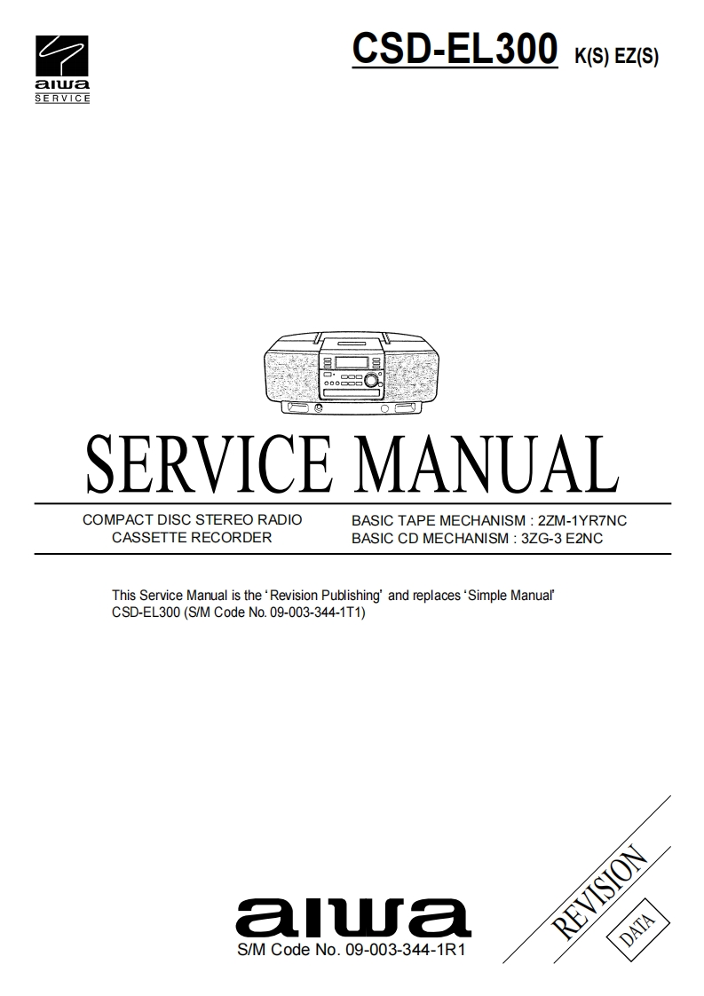 Aiwa-CSDEL300-pr-维修说明书手册含电器原理图