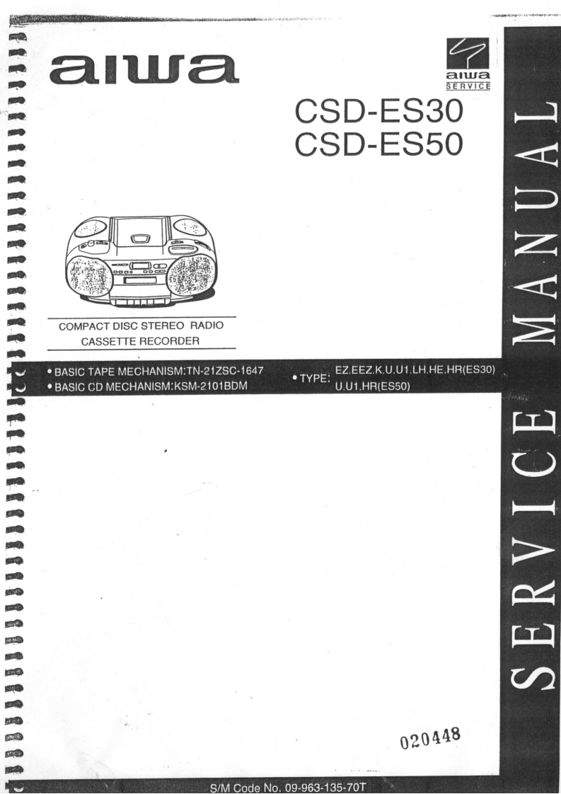 Aiwa-CSDES30-cs-维修说明书手册含电器原理图