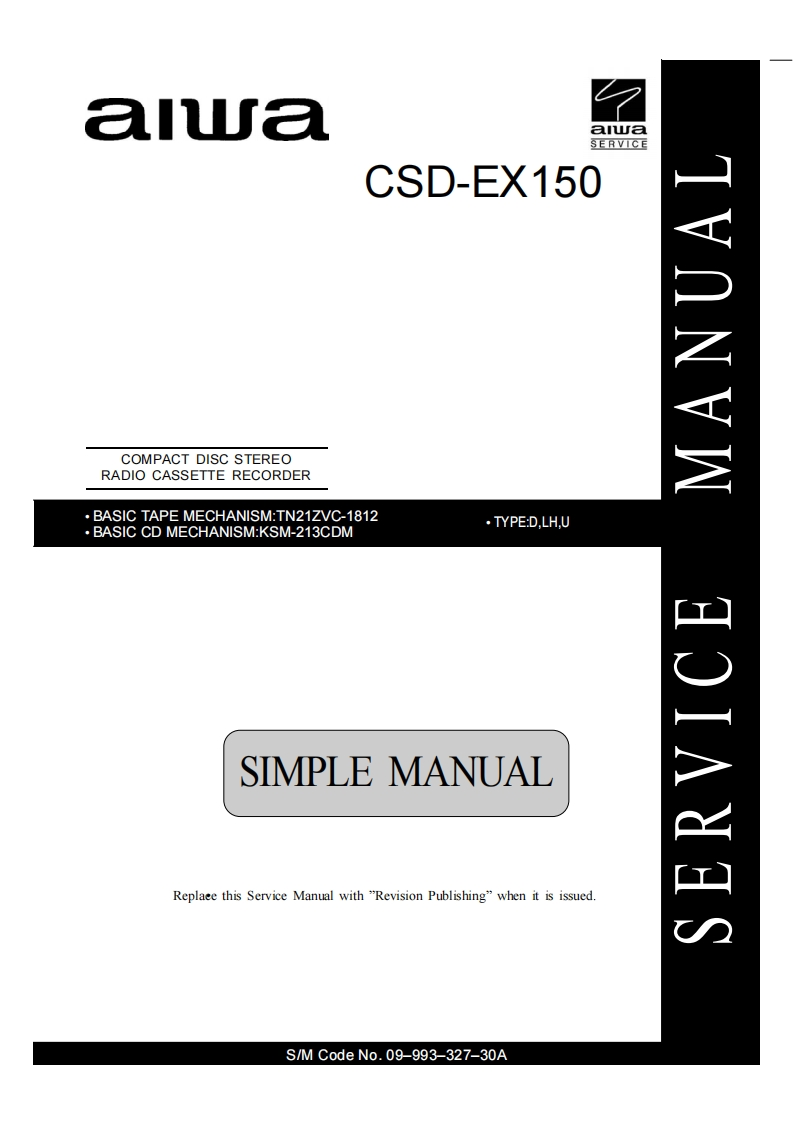Aiwa-CSDEX150-cs-s维修说明书手册含电器原理图