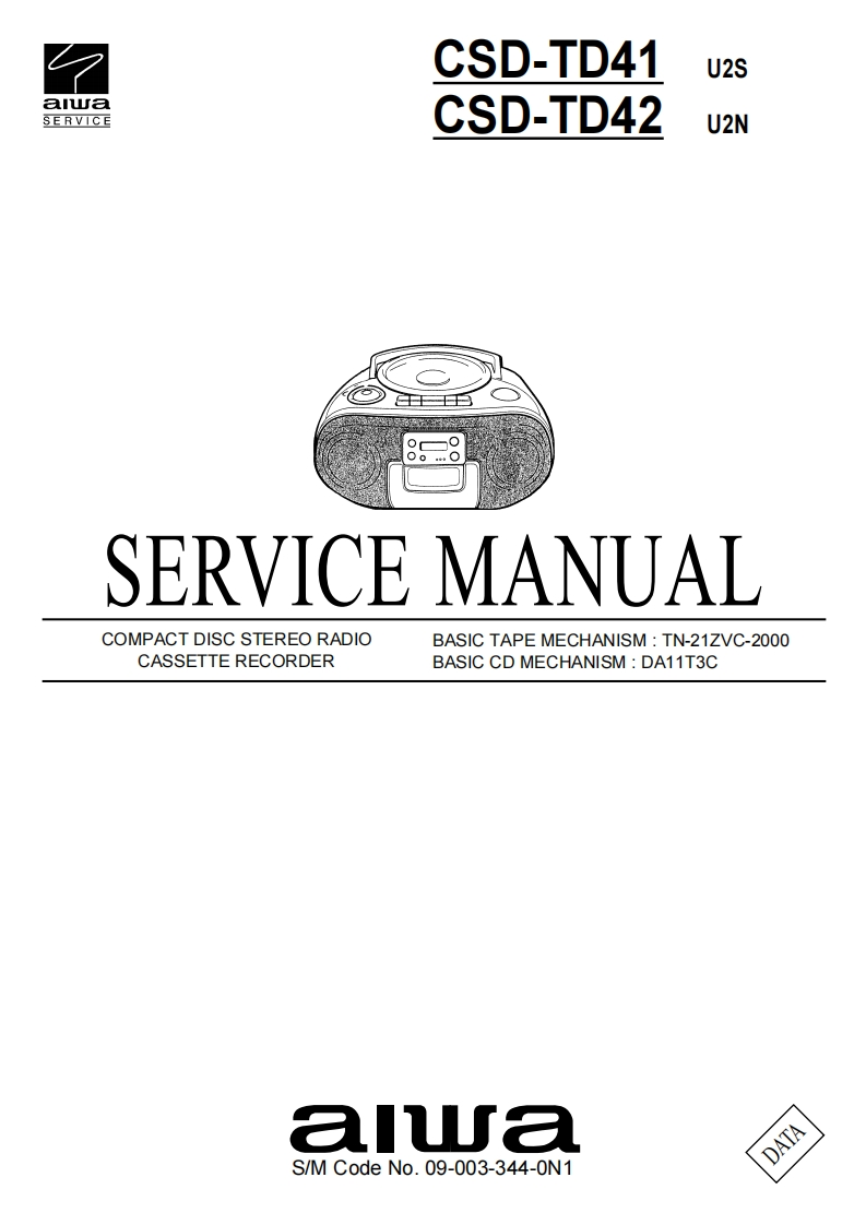 Aiwa-CSDTD42-pr-维修说明书手册含电器原理图