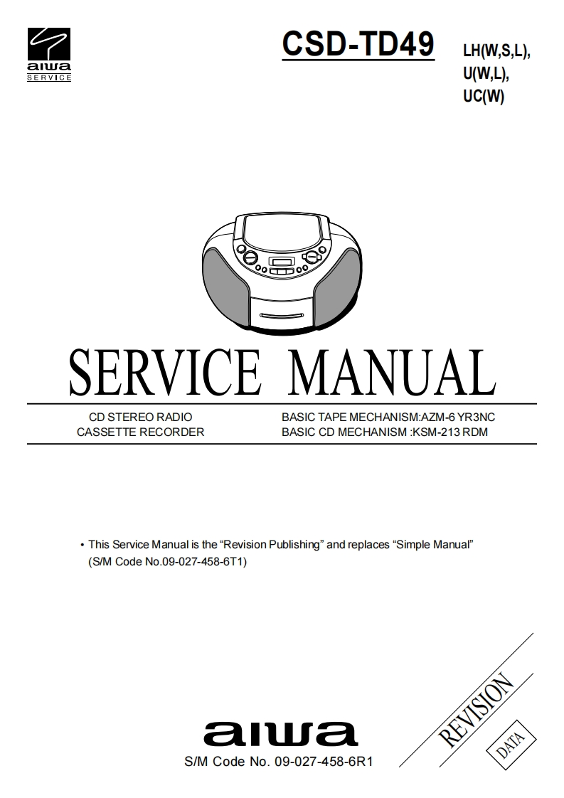 Aiwa-CSDTD49-pr-维修说明书手册含电器原理图