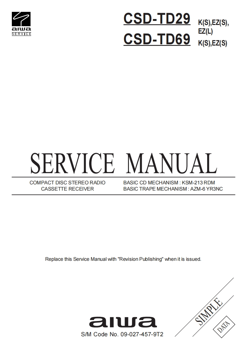 Aiwa-CSDTD69-cs-维修说明书手册含电器原理图