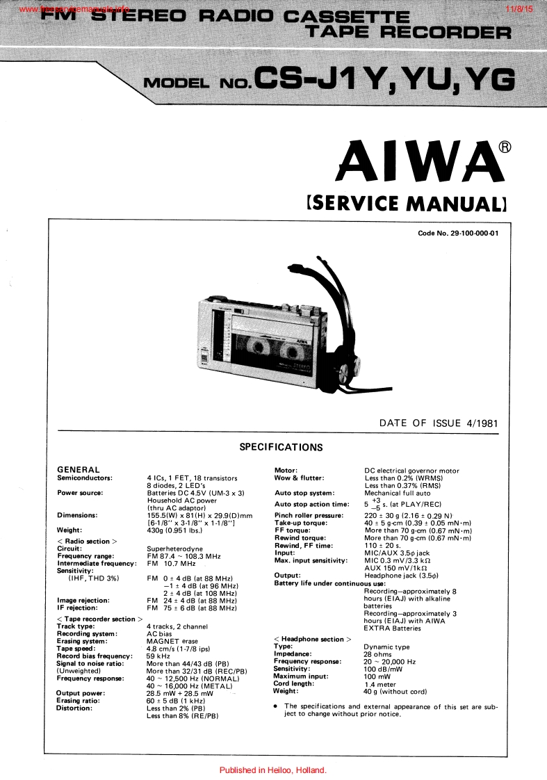 Aiwa-CSJ1Y-wm-维修说明书手册含电器原理图