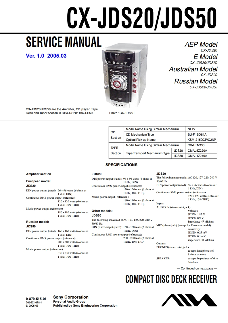 Aiwa-CX-JDS50-cs-维修说明书手册含电器原理图