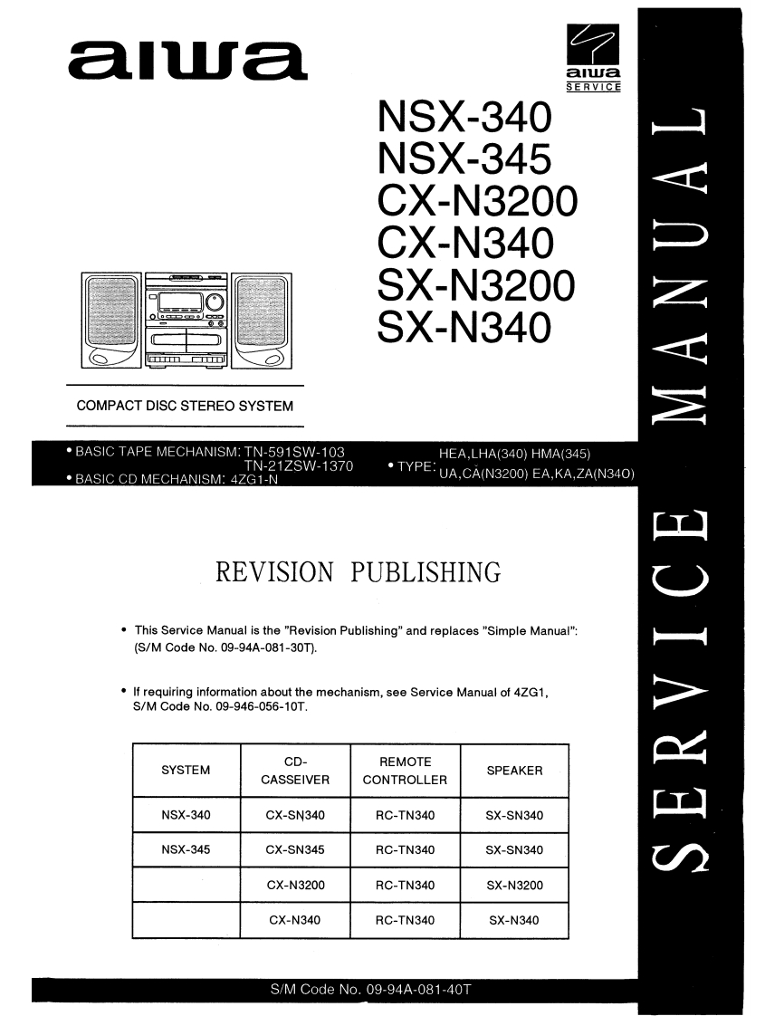 Aiwa-CXN340-cs-维修说明书手册含电器原理图