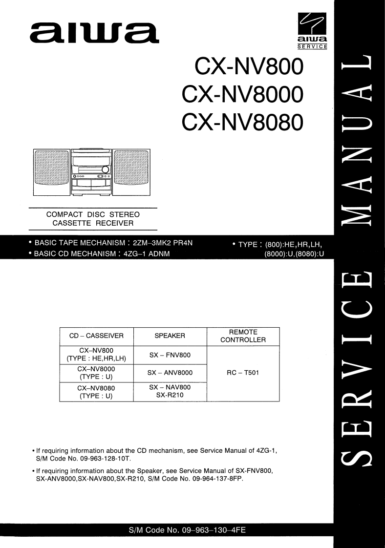 Aiwa-CXNV8000-cs-维修说明书手册含电器原理图