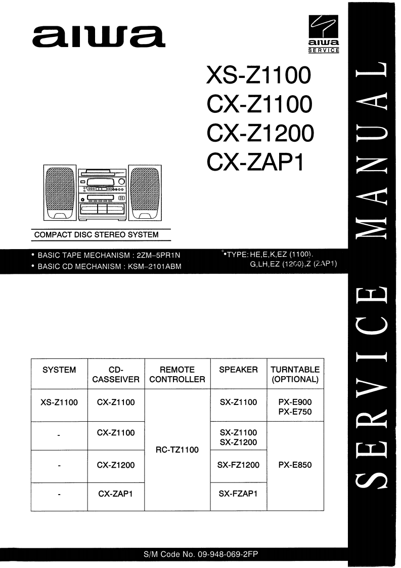 Aiwa-CXZ1100-cs-维修说明书手册含电器原理图