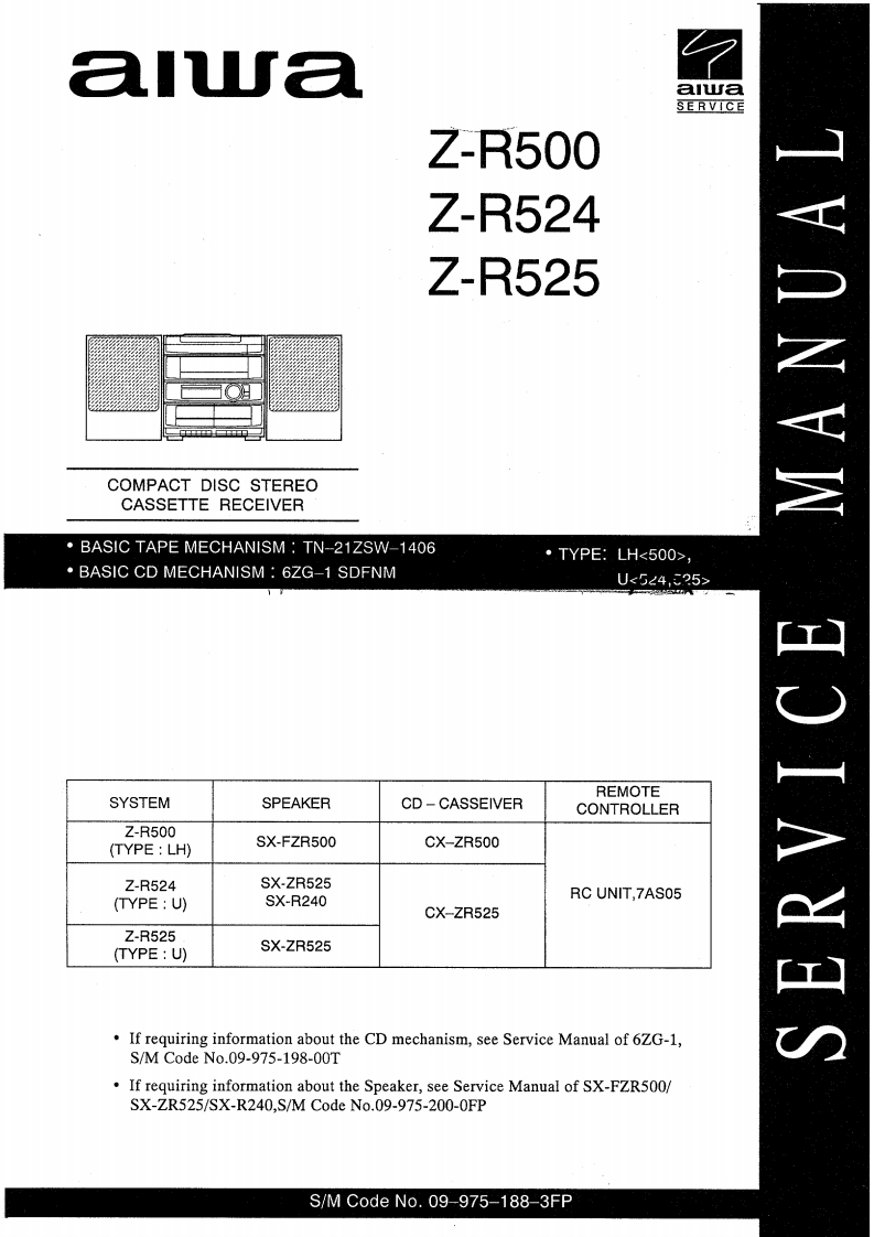 Aiwa-CXZR525-cs-维修说明书手册含电器原理图