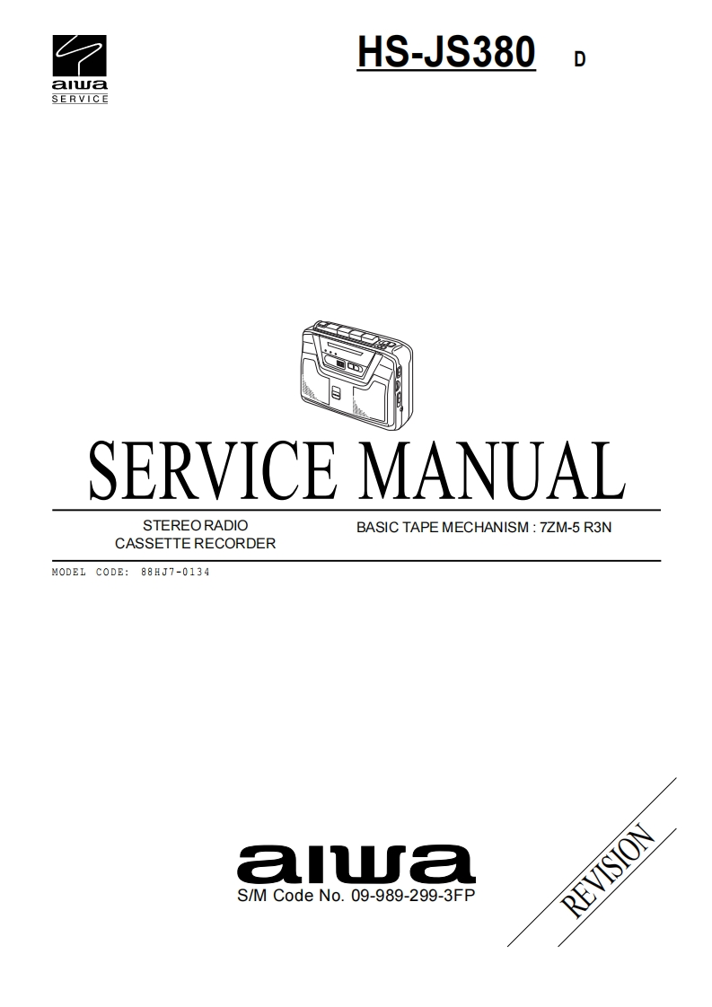Aiwa-HSJS380-tape-维修说明书手册含电器原理图