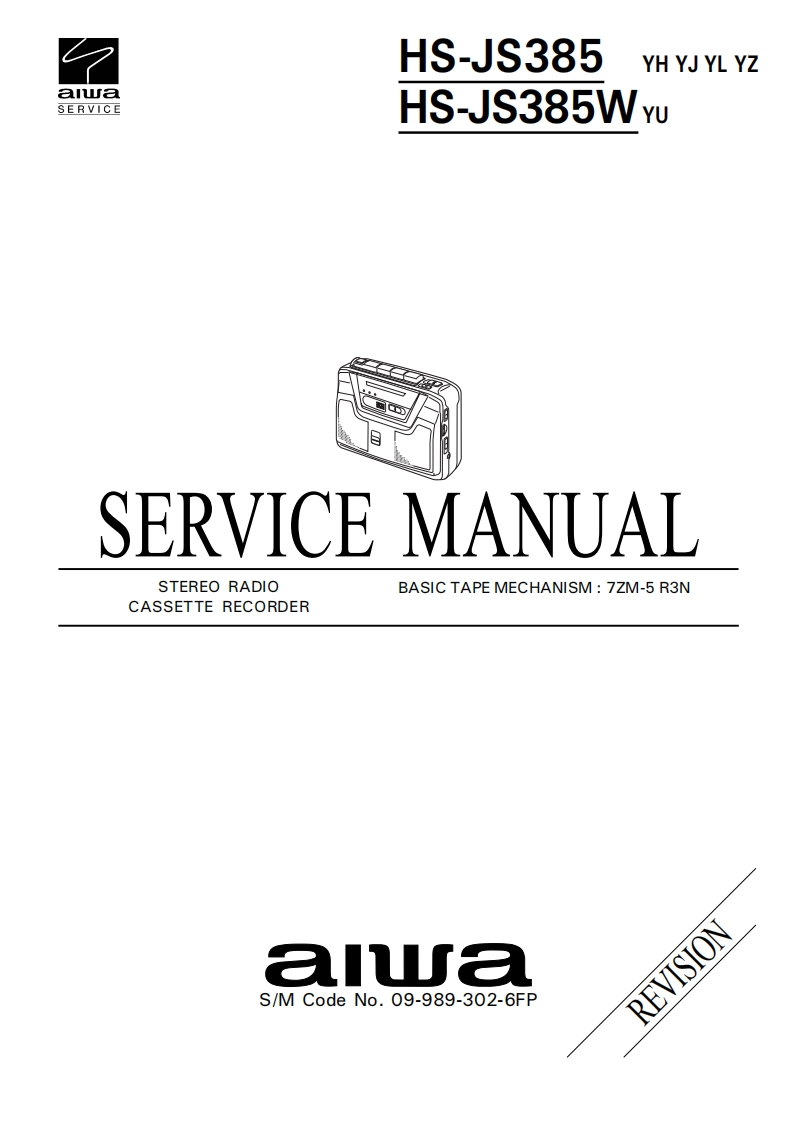 Aiwa-HSJS385-tape-维修说明书手册含电器原理图