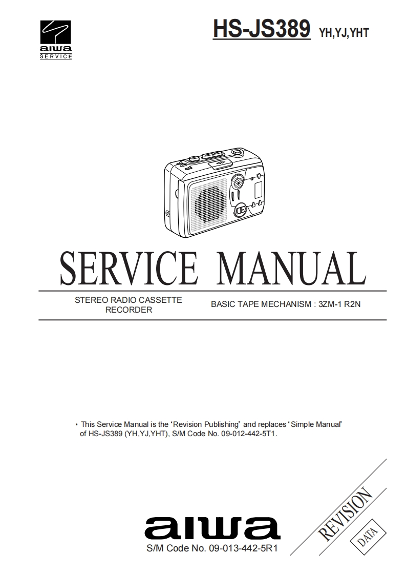 Aiwa-HSJS389-tape-维修说明书手册含电器原理图