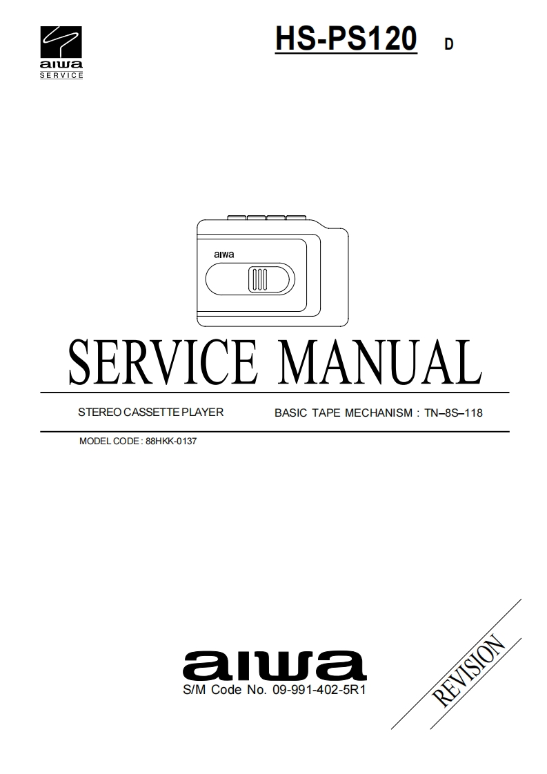 Aiwa-HSPS120-tape-维修说明书手册含电器原理图