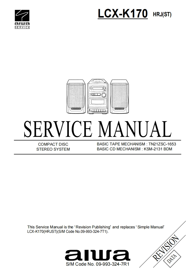 Aiwa-LCX170-cs-维修说明书手册含电器原理图